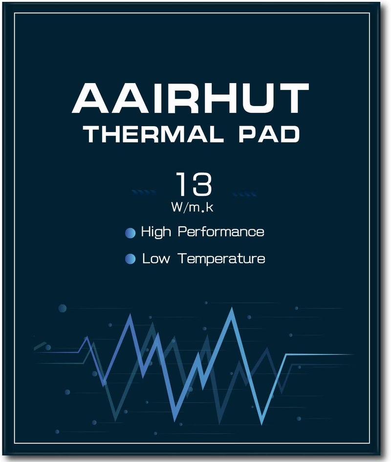Aairhut وسادة حرارية 13W/mK [0.5~3mm]، 120x120x0.5mm وسادة تبريد سيليكون غير موصلة مقاومة للحرارة غلاف أوديسي متطرف مع أفلام لاصقة مزدوجة لجهاز الكمبيوتر المحمول PS4/PS5/CPU/GPU/كمبيوتر - Image 1